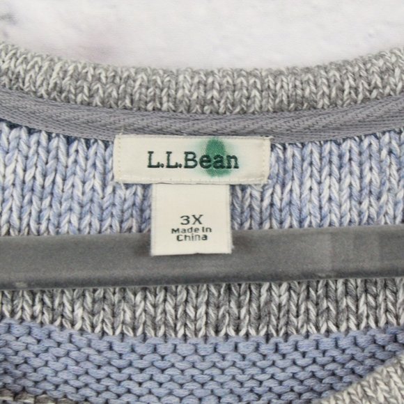 LL BEAN Rolled Hem Striped Cotton Knit Sweater 3X - Picture 7 of 9
